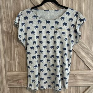 Gray Elephant Print T-Shirt